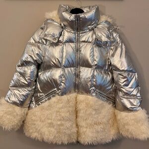 Moncler Silver and Cream Puffer Jacket
